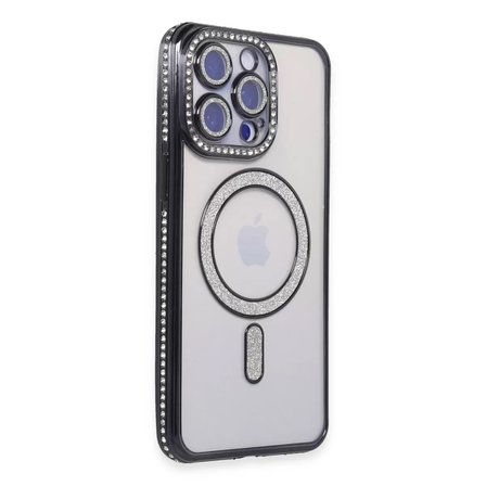 İphone 14 Pro Max Kılıf Joke Simli Magneticsafe Kılıf - Siyah