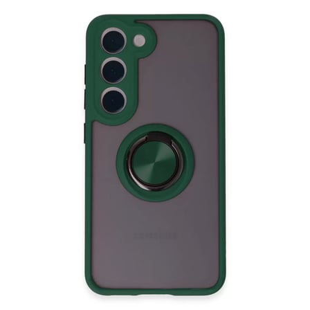 Samsung Galaxy S23 Kılıf Montreal Yüzüklü Silikon Kapak - Yeşil