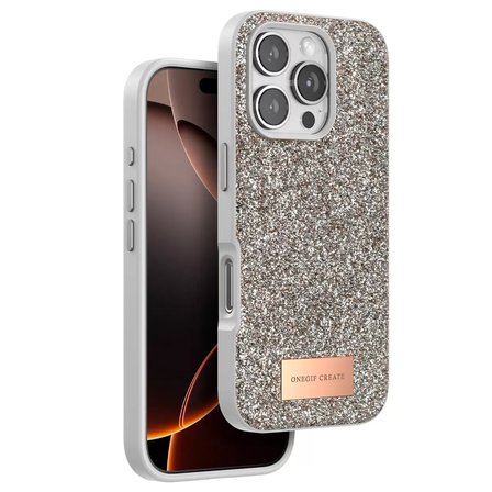 Onegif  İphone 16 Pro Max Bright Simli Kapak - Gold