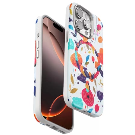 Onegif  İphone 14 Pro Max Flower Series Magsafe Kapak - Beyaz
