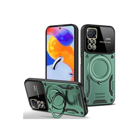 Xiaomi Redmi Note 11 Pro Kılıf Joy Lens Standlı Kapak - Koyu Yeşil