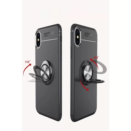 İphone Xs Max Kılıf Range Yüzüklü Silikon - Siyah-gold