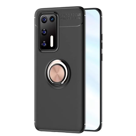Huawei P40 Kılıf Range Yüzüklü Silikon - Siyah-gold
