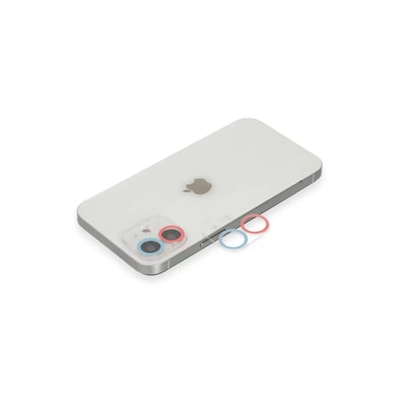 İphone 12 Renkli Kamera Lens Koruma Cam - Pembe-mavi