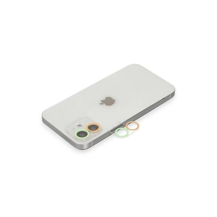 İphone 12 Renkli Kamera Lens Koruma Cam - Turuncu-yeşil