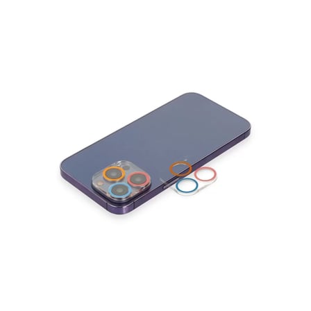 İphone 12 Pro Max Renkli Kamera Lens Koruma Cam - Pembe-mavi