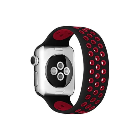 Watch 42mm Ayarlı Delikli Silikon Kordon - Siyah-kırmızı