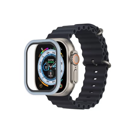Watch Ultra 49mm Alüminyum Kasa Cam Ekran Koruyucu - Mavi
