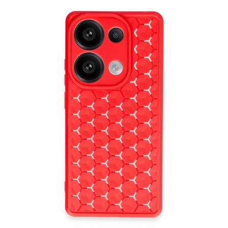 Xiaomi Uyumlu Redmi Note 13 Pro 4g Kılıf Petek Silikon Kapak - Kırmızı