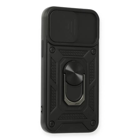 İphone 12 Mini Kılıf Pars Lens Yüzüklü Silikon - Siyah
