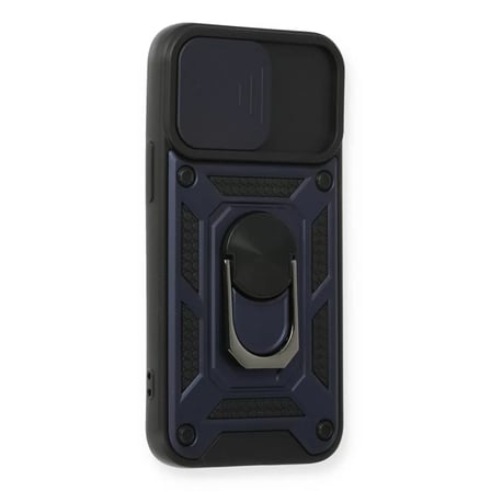 İphone 12 Mini Kılıf Pars Lens Yüzüklü Silikon - Lacivert
