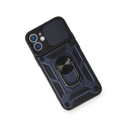 İphone 12 Mini Kılıf Pars Lens Yüzüklü Silikon - Lacivert