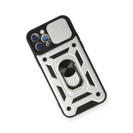 İphone 12 Pro Kılıf Pars Lens Yüzüklü Silikon - Gümüş