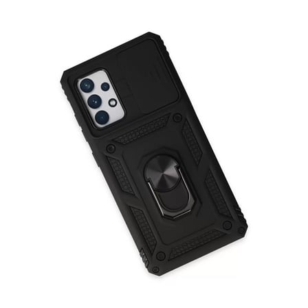 Samsung Galaxy A72 Kılıf Pars Lens Yüzüklü Silikon - Siyah