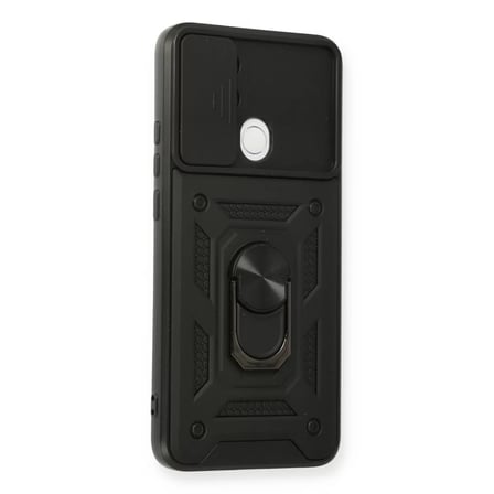 Oppo A15 Kılıf Pars Lens Yüzüklü Silikon - Siyah