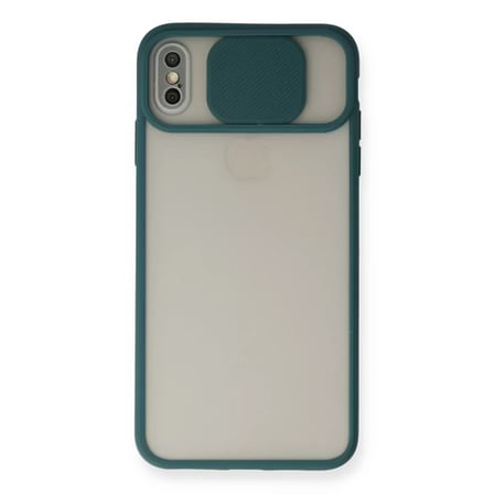 İphone X Kılıf Palm Buzlu Kamera Sürgülü Silikon - Yeşil