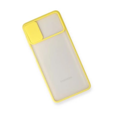 Samsung Galaxy M51 Kılıf Palm Buzlu Kamera Sürgülü Silikon - Sarı