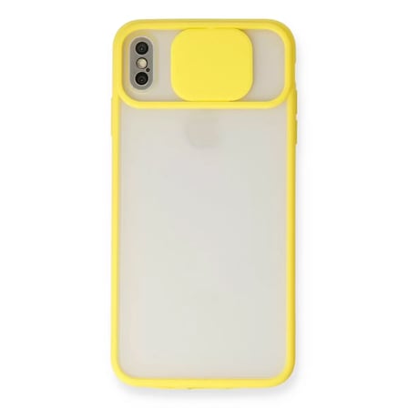 İphone Xs Max Kılıf Palm Buzlu Kamera Sürgülü Silikon - Sarı