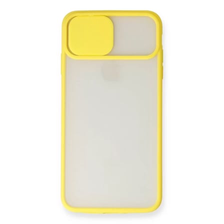 İphone Xs Max Kılıf Palm Buzlu Kamera Sürgülü Silikon - Sarı