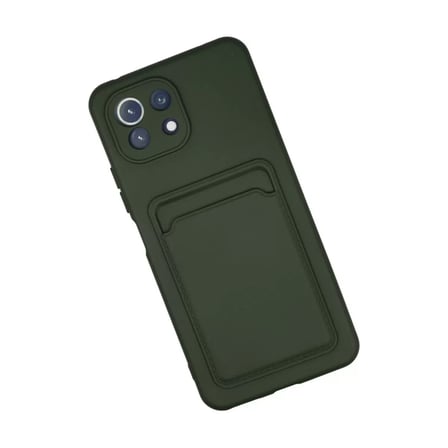 Xiaomi Uyumlu Mi 11 Kılıf Kelvin Kartvizitli Silikon - Koyu Yeşil