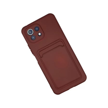 Xiaomi Uyumlu Mi 11 Lite Kılıf Kelvin Kartvizitli Silikon - Bordo