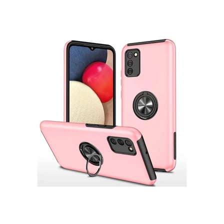 Samsung Uyumlu Galaxy A02s Kılıf Elit Yüzüklü Kapak - Pembe