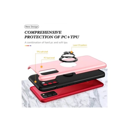 Samsung Uyumlu Galaxy A02s Kılıf Elit Yüzüklü Kapak - Pembe