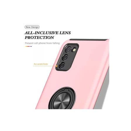Samsung Uyumlu Galaxy A02s Kılıf Elit Yüzüklü Kapak - Pembe