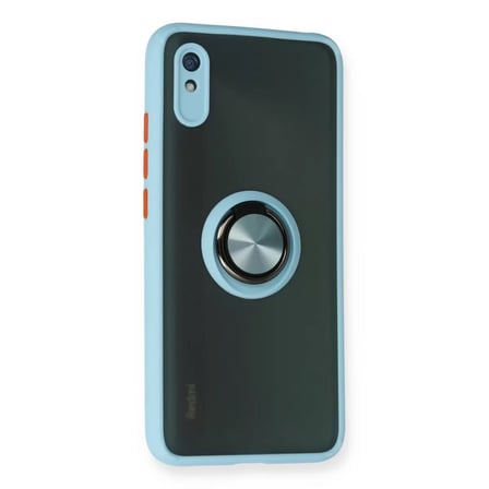Xiaomi Uyumlu Redmi 9a Kılıf Montreal Yüzüklü Silikon Kapak - Buz Mavi
