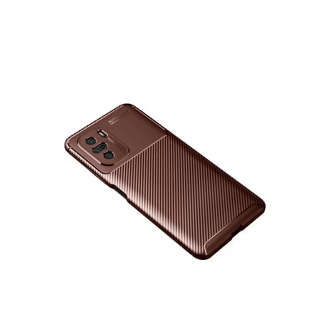 Xiaomi Uyumlu Poco F3 Kılıf Auto Focus Karbon Kapak - Kahverengi