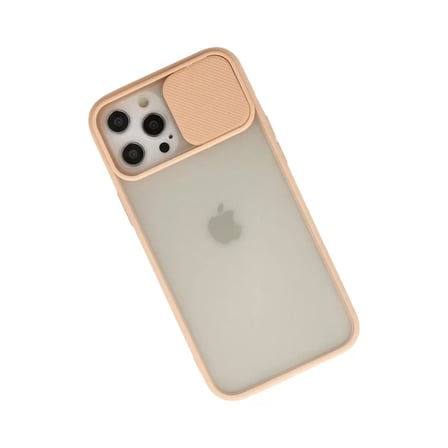İphone 12 Pro Max Kılıf Palm Buzlu Kamera Sürgülü Silikon - Pembe