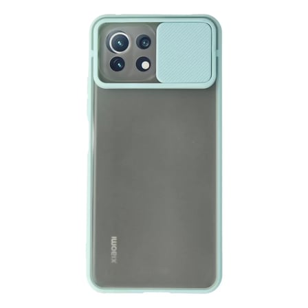 Xiaomi Uyumlu Mi 11 Lite Kılıf Palm Buzlu Kamera Sürgülü Silikon - Turkuaz