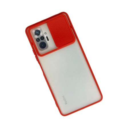 Xiaomi Uyumlu Redmi Note 10 Pro Kılıf Palm Buzlu Kamera Sürgülü Silikon - Kırmızı