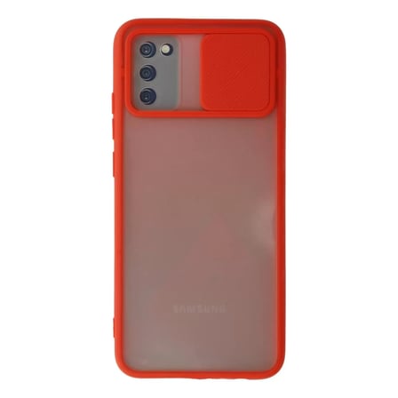 Samsung Uyumlu Galaxy A02s Kılıf Palm Buzlu Kamera Sürgülü Silikon - Kırmızı