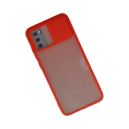 Samsung Uyumlu Galaxy A02s Kılıf Palm Buzlu Kamera Sürgülü Silikon - Kırmızı