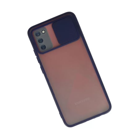 Samsung Uyumlu Galaxy A02s Kılıf Palm Buzlu Kamera Sürgülü Silikon - Lacivert