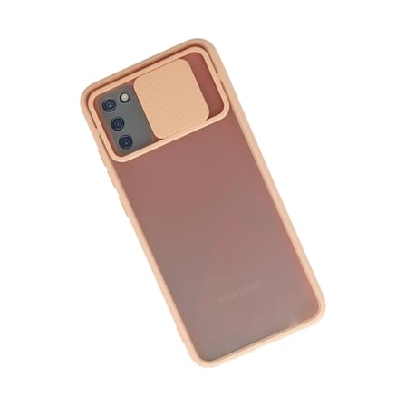 Samsung Uyumlu Galaxy A02s Kılıf Palm Buzlu Kamera Sürgülü Silikon - Pembe