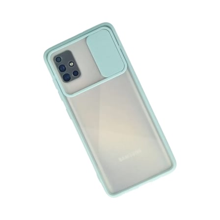 Samsung Galaxy A71 Kılıf Palm Buzlu Kamera Sürgülü Silikon - Turkuaz