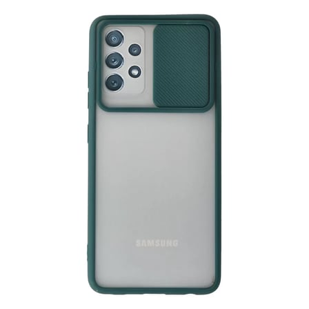Samsung Uyumlu Galaxy A72 Kılıf Palm Buzlu Kamera Sürgülü Silikon - Yeşil
