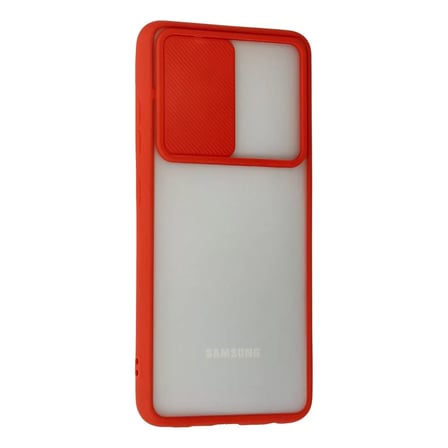 Samsung Galaxy A72 Kılıf Palm Buzlu Kamera Sürgülü Silikon - Kırmızı