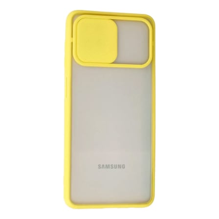 Samsung Galaxy A12 Kılıf Palm Buzlu Kamera Sürgülü Silikon - Sarı