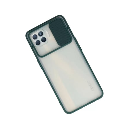 Oppo Reno 4 Lite Kılıf Palm Buzlu Kamera Sürgülü Silikon - Yeşil