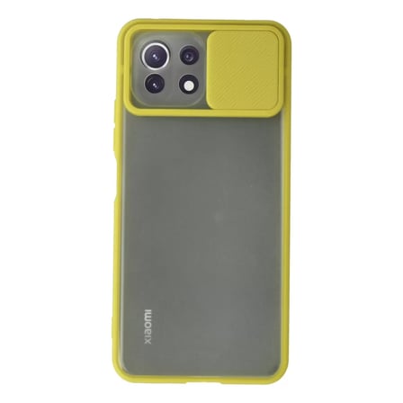 Xiaomi Uyumlu Mi 11 Lite Kılıf Palm Buzlu Kamera Sürgülü Silikon - Sarı