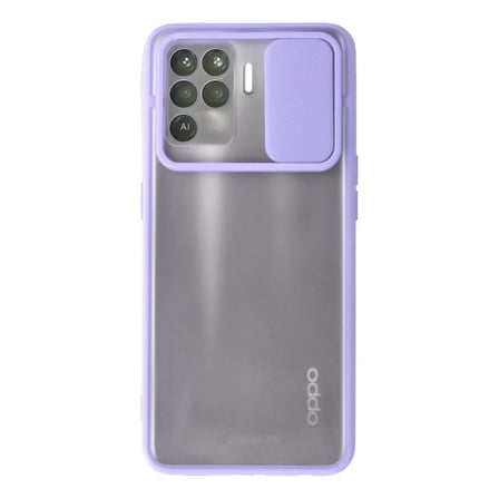 Oppo Reno 5 Lite Kılıf Palm Buzlu Kamera Sürgülü Silikon - Lila