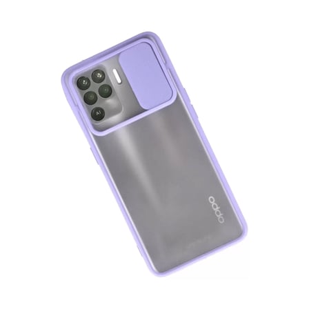Oppo Reno 5 Lite Kılıf Palm Buzlu Kamera Sürgülü Silikon - Lila