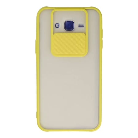 Samsung Galaxy J7 Kılıf Palm Buzlu Kamera Sürgülü Silikon - Sarı