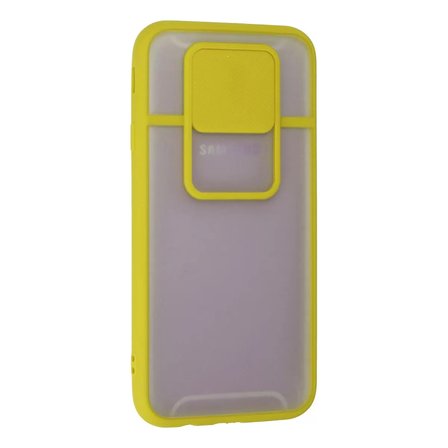 Samsung Galaxy J7 Pro / J730 Kılıf Palm Buzlu Kamera Sürgülü Silikon - Sarı