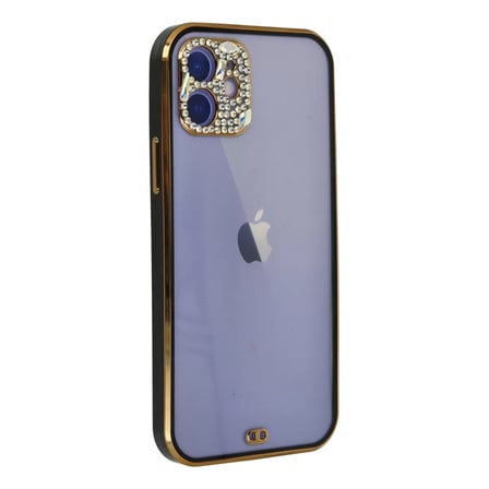 İphone 12 Kılıf Liva Taşlı Silikon - Siyah