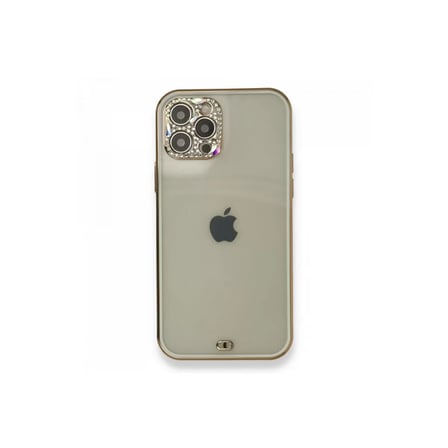İphone 12 Pro Kılıf Liva Taşlı Silikon - Beyaz
