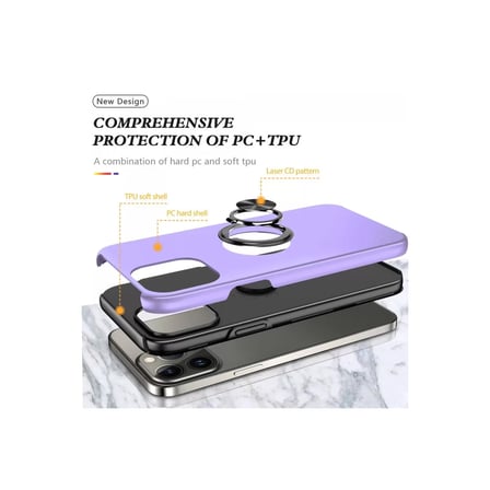 İphone 13 Pro Max Kılıf Elit Yüzüklü Kapak - Mor